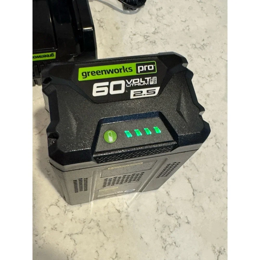 Greenworks Pro 60v Lithium Li-Ion 2.5 Battery  & Charger.  Charges FULL